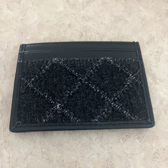 Kurt Geiger Brixton Lock Black Denim Tweed Bag & Card Case Set - Picture 8 of 9